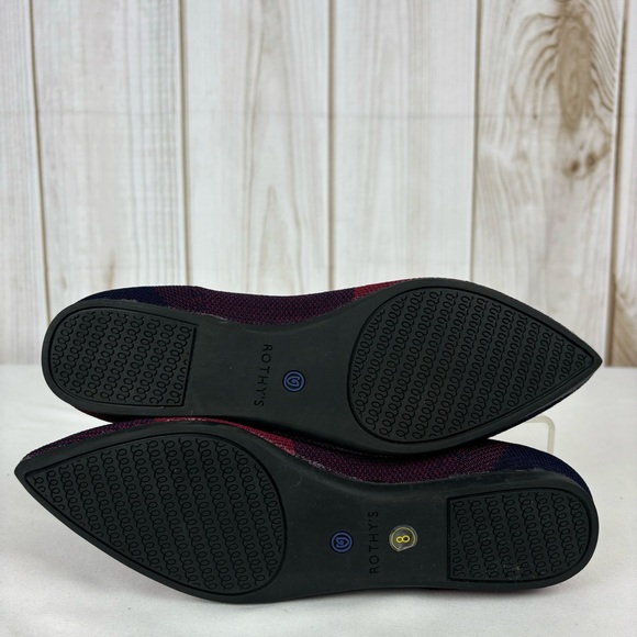 Rothy’s Pointer Ballerina Flats Fabric Comfort Slip-On Shoes Blue Red Size 8 - Picture 13 of 14